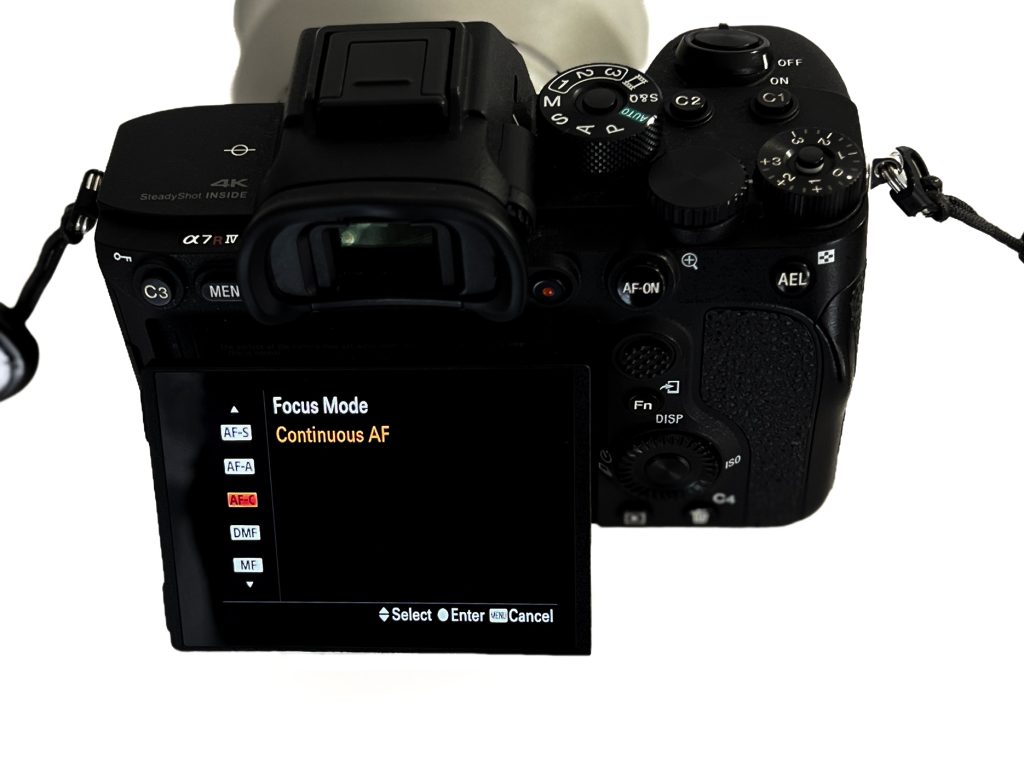 Foca mode screen menu on a camera