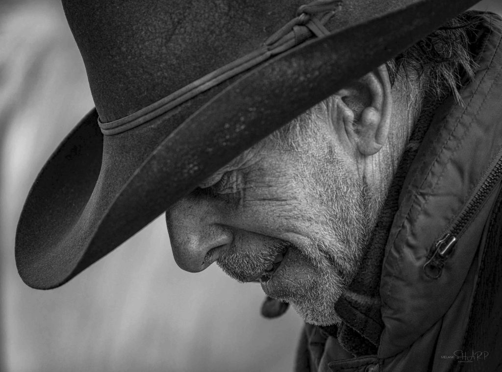 Cowboy Gardian portrait in Black & White