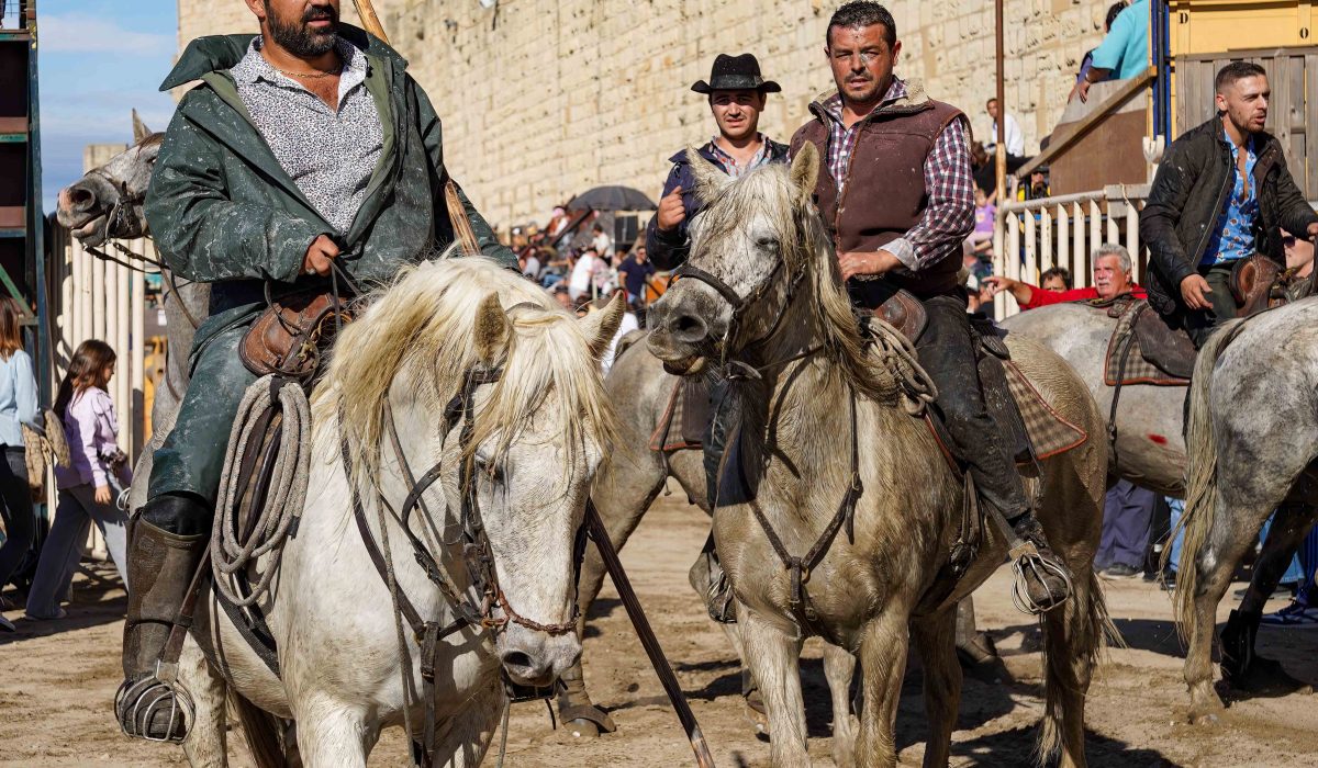 Gardians on horseback Aigues Mortes Fete Votive