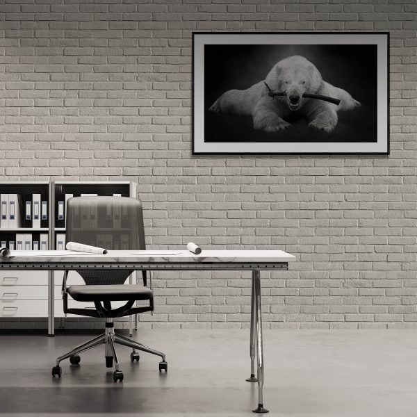 polar bear in a office setting